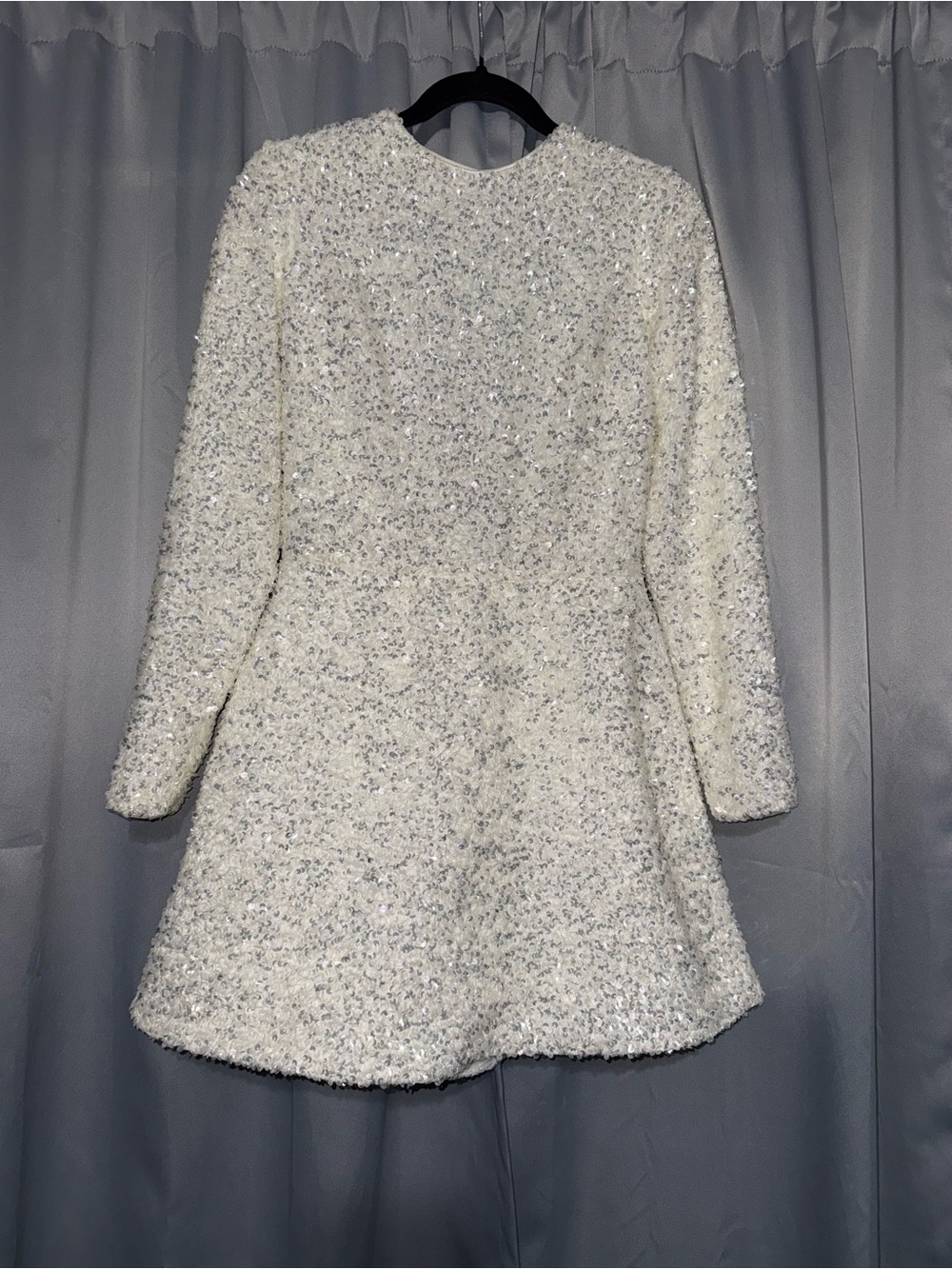 Helsi Long-Sleeve White Sequin Mini Dress - Picture 4 of 9